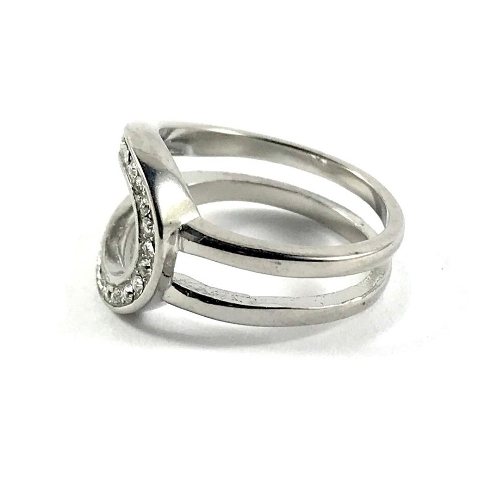 Cute Silver Rhinestone Ring Size 7 - Picture 3 of 4